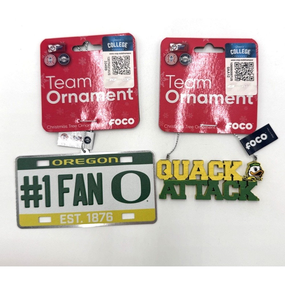U of O Oregon Ducks NCAA Team Logo Hangers #1Fan O Decor SET of 2 Quack Attack